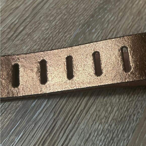 We The Free Free People Jona Leather Belt M/L Bronze Metallic Wide Adj NWT